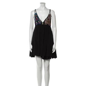 For Love & Lemons Embroidered Mini Babydoll Dress Black Size M Romantic Fairy